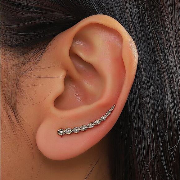 Gold Zircon Ear Climber - Picture 1 of 5